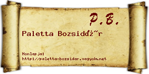 Paletta Bozsidár névjegykártya